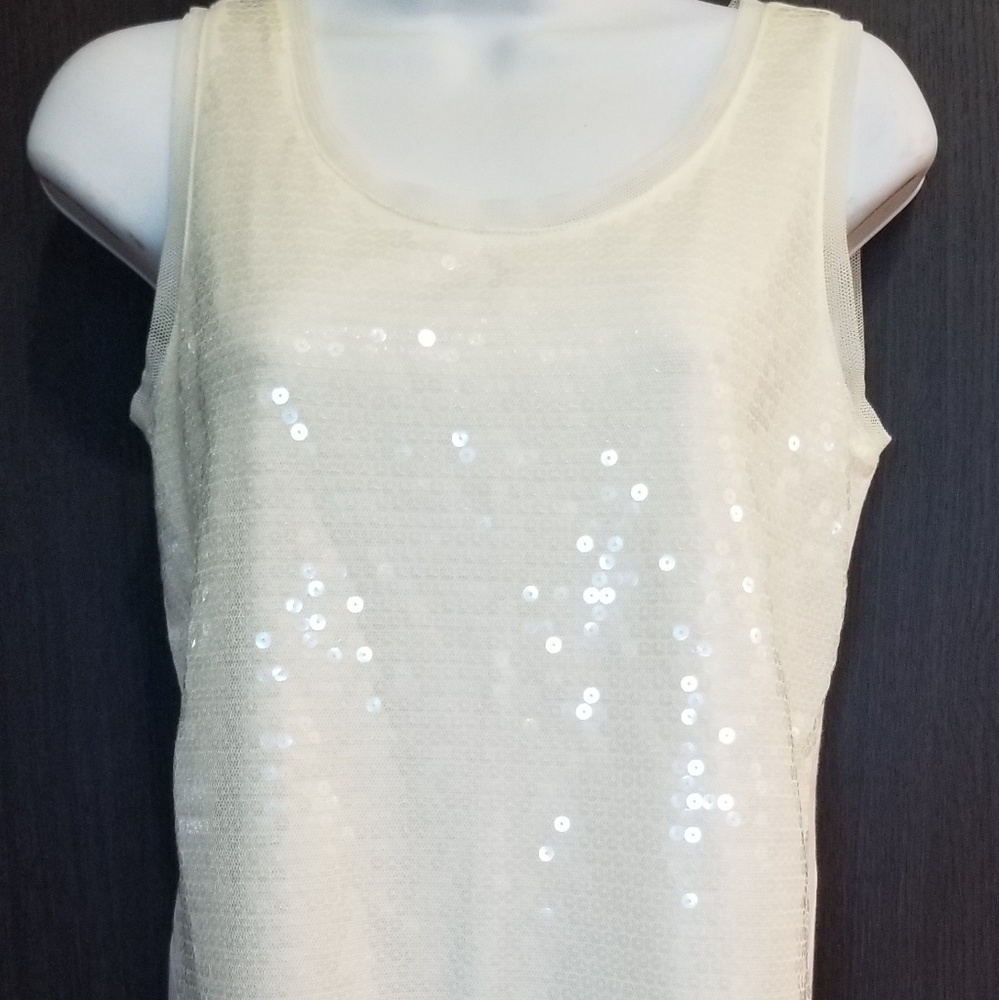 Cream Sequin Sleeveless Top